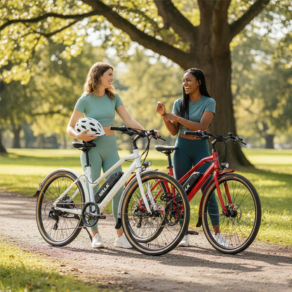 Vista Step Through Commuter Electric Bike, Medium Frame eBike, Shimano 7-speed, Disc Brakes, Kenda Tyres, White