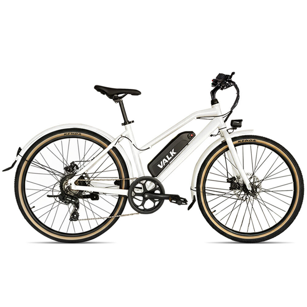 Vista Step Through Commuter Electric Bike, Medium Frame eBike, Shimano 7-speed, Disc Brakes, Kenda Tyres, White