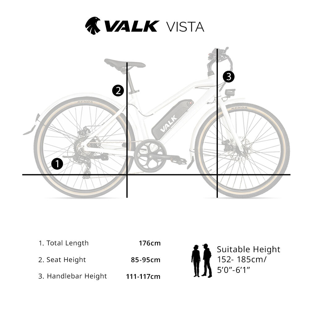 Vista Step Through Commuter Electric Bike, Medium Frame eBike, Shimano 7-speed, Disc Brakes, Kenda Tyres, White