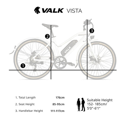 Vista Step Through Commuter Electric Bike, Medium Frame eBike, Shimano 7-speed, Disc Brakes, Kenda Tyres, White