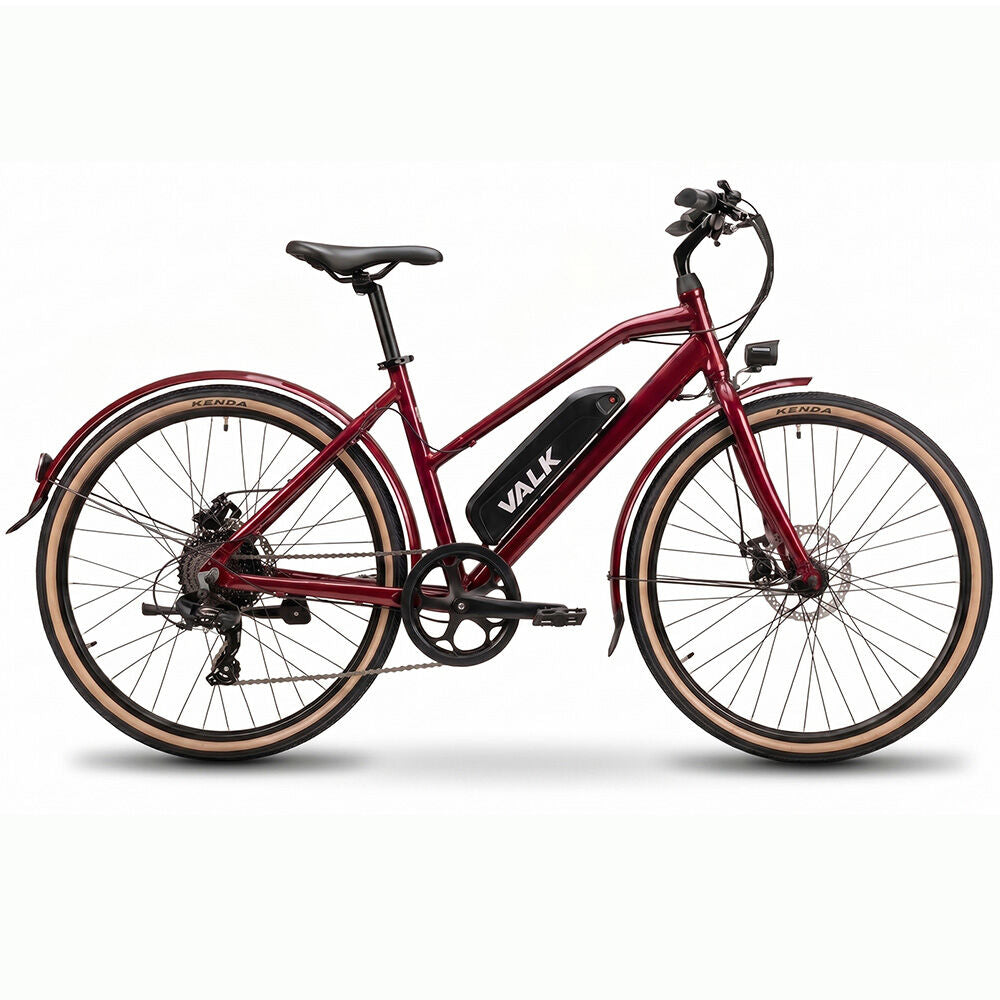 Vista Step Through Commuter Electric Bike, Medium Frame eBike, Shimano 7-speed, Disc Brakes, Kenda Tyres, Red