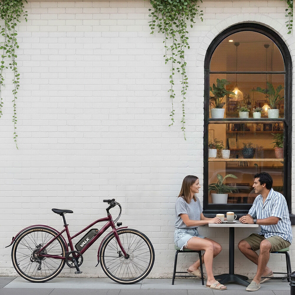 Vista Step Through Commuter Electric Bike, Medium Frame eBike, Shimano 7-speed, Disc Brakes, Kenda Tyres, Red