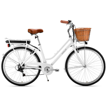 Vintage Style Electric Bike with Torque Sensor, Medium, White, 0.5m Wheels