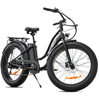 Electric Fat Tyre Cruiser Bike, 350W Motor, Step-Through Frame, Matte Black