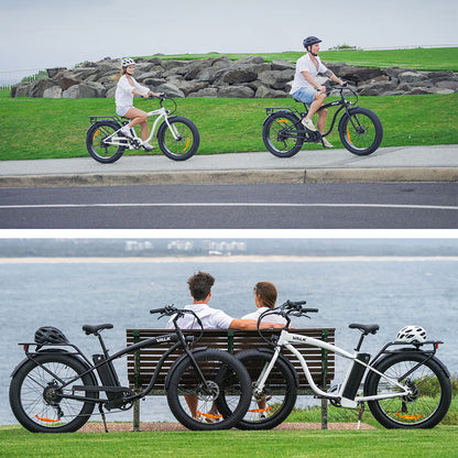 Electric Fat Tyre Cruiser Bike, 350W Motor, Step-Through Frame, Matte Black