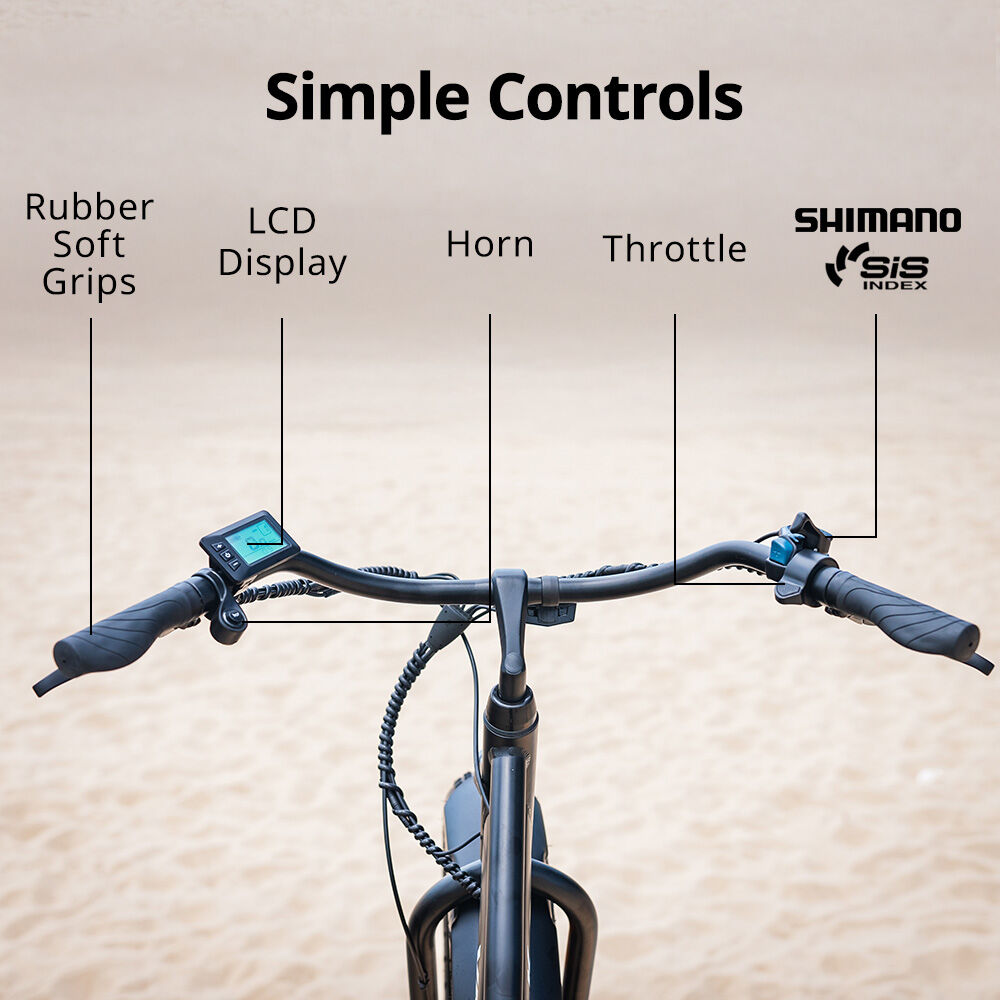 Electric Fat Tyre Cruiser Bike, 350W Motor, Step-Through Frame, Matte Black