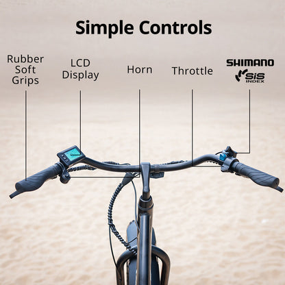 Electric Fat Tyre Cruiser Bike, 350W Motor, Step-Through Frame, Matte Black