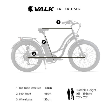Electric Fat Tyre Cruiser Bike, 350W Motor, Step-Through Frame, Matte Black