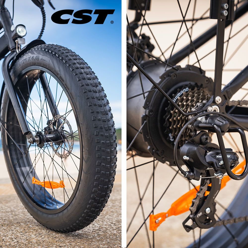Electric Fat Tyre Cruiser Bike, 350W Motor, Step-Through Frame, Matte Black
