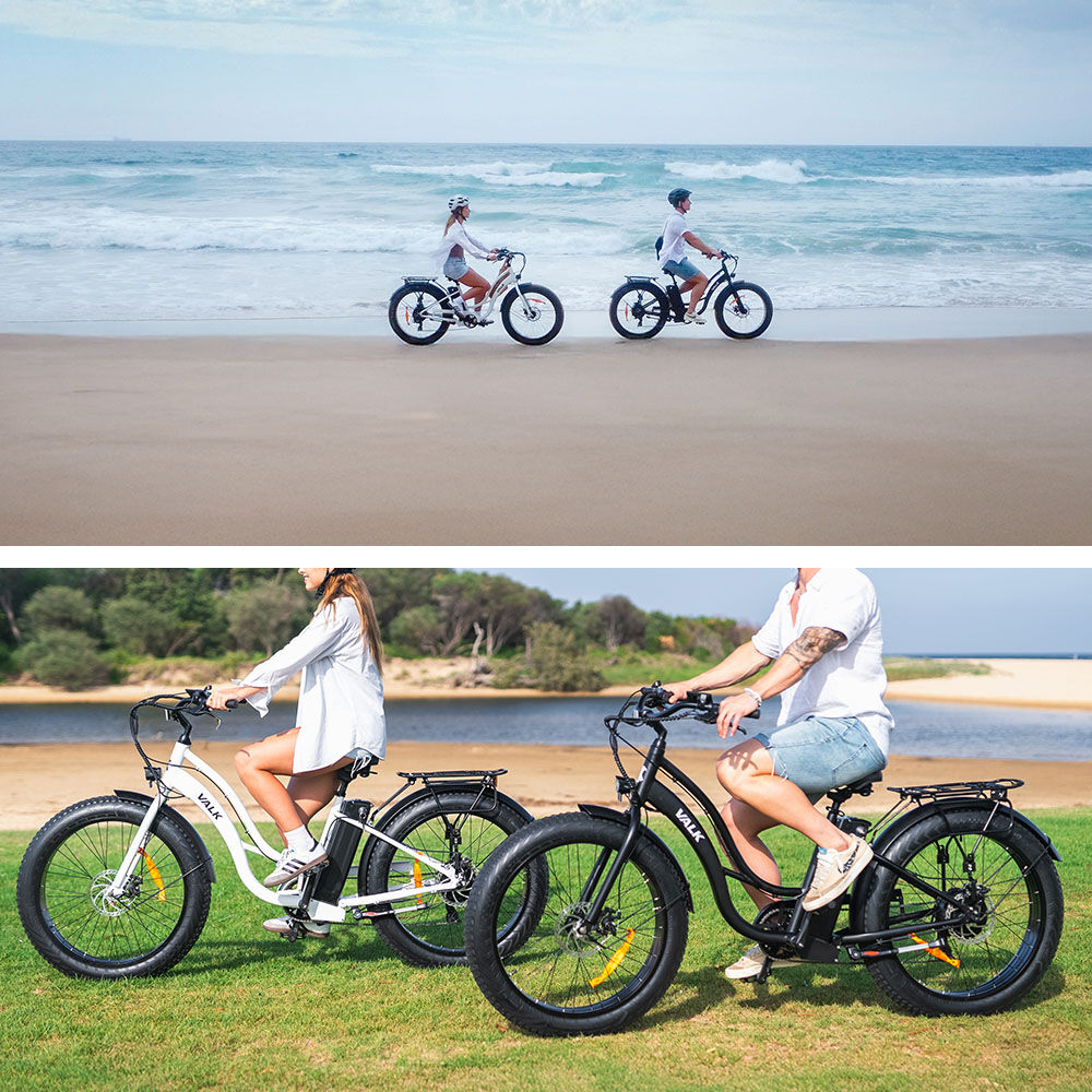 Electric Fat Tyre Cruiser Bike, 350W Motor, Step-Through Frame, Matte Black