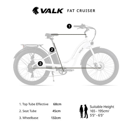 Electric Fat Tyre Cruiser eBike with Throttle and Step-Through Frame, White