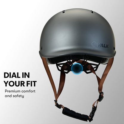 Retro Bike Helmet with 56-61cm Adjustable Fit, Charcoal, 14 Vents, Lightweight