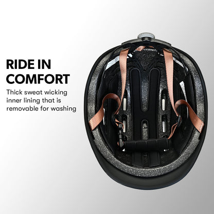 Retro Bike Helmet with 56-61cm Adjustable Fit, Charcoal, 14 Vents, Lightweight