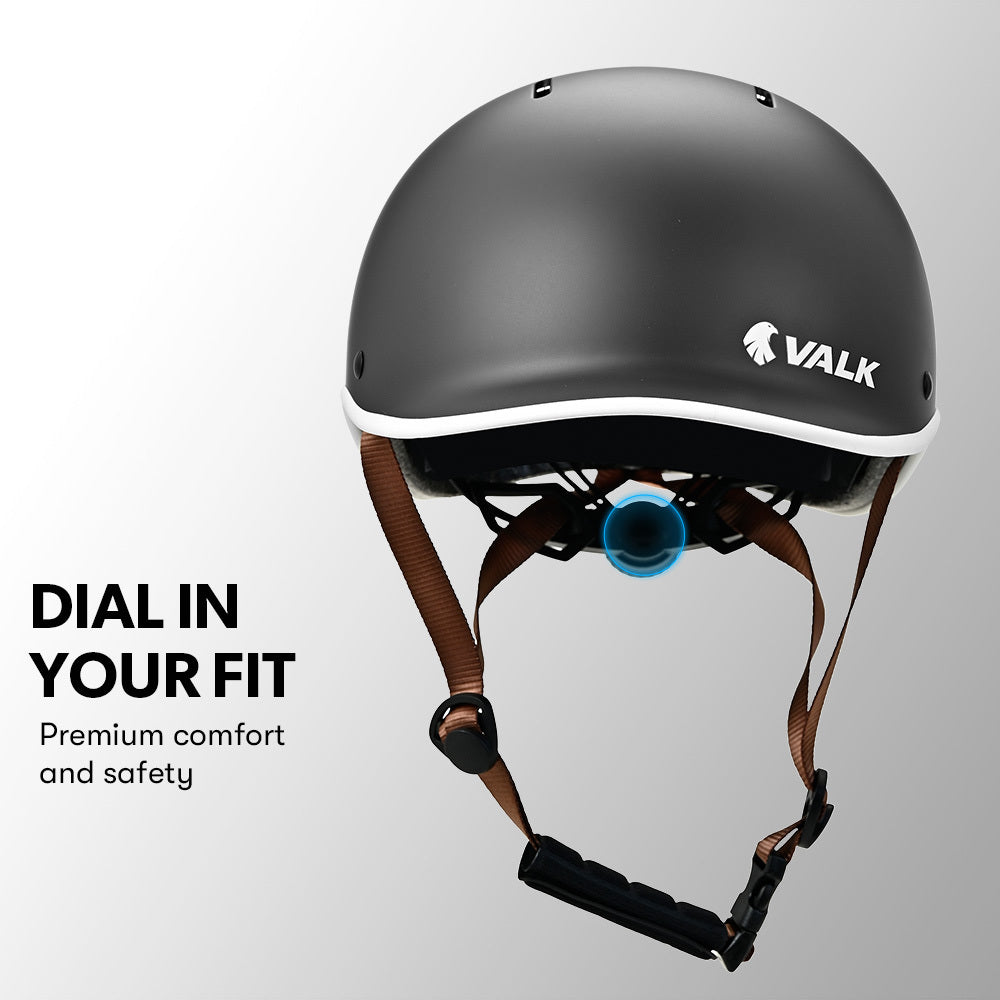 Retro Bike Helmet with Universal Fit, 56-61cm, Jet Black, Adjustable and Ventilated