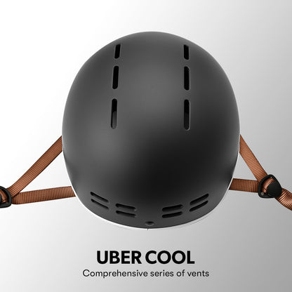 Retro Bike Helmet with Universal Fit, 56-61cm, Jet Black, Adjustable and Ventilated