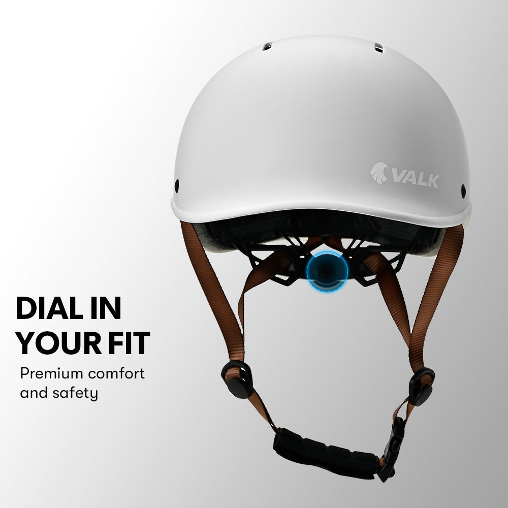 Retro Bike Helmet with Universal Fit, 56-61cm, Arctic White, Adjustable Dial