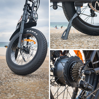Electric Fat Tyre Bike 500W, 45 km/h, 20x0.1 m Tyres, 7-Speed, Black