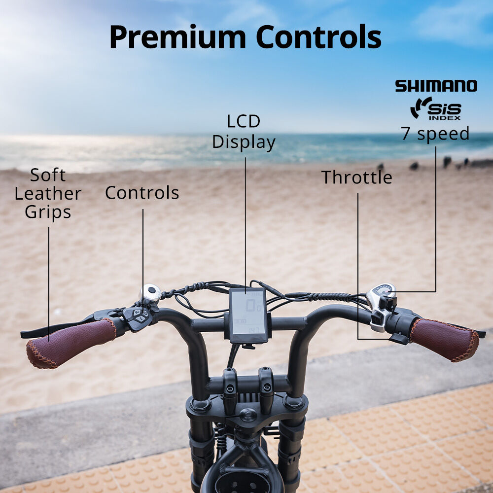 Electric Fat Tyre Bike 500W, 45 km/h, 20x0.1 m Tyres, 7-Speed, Black