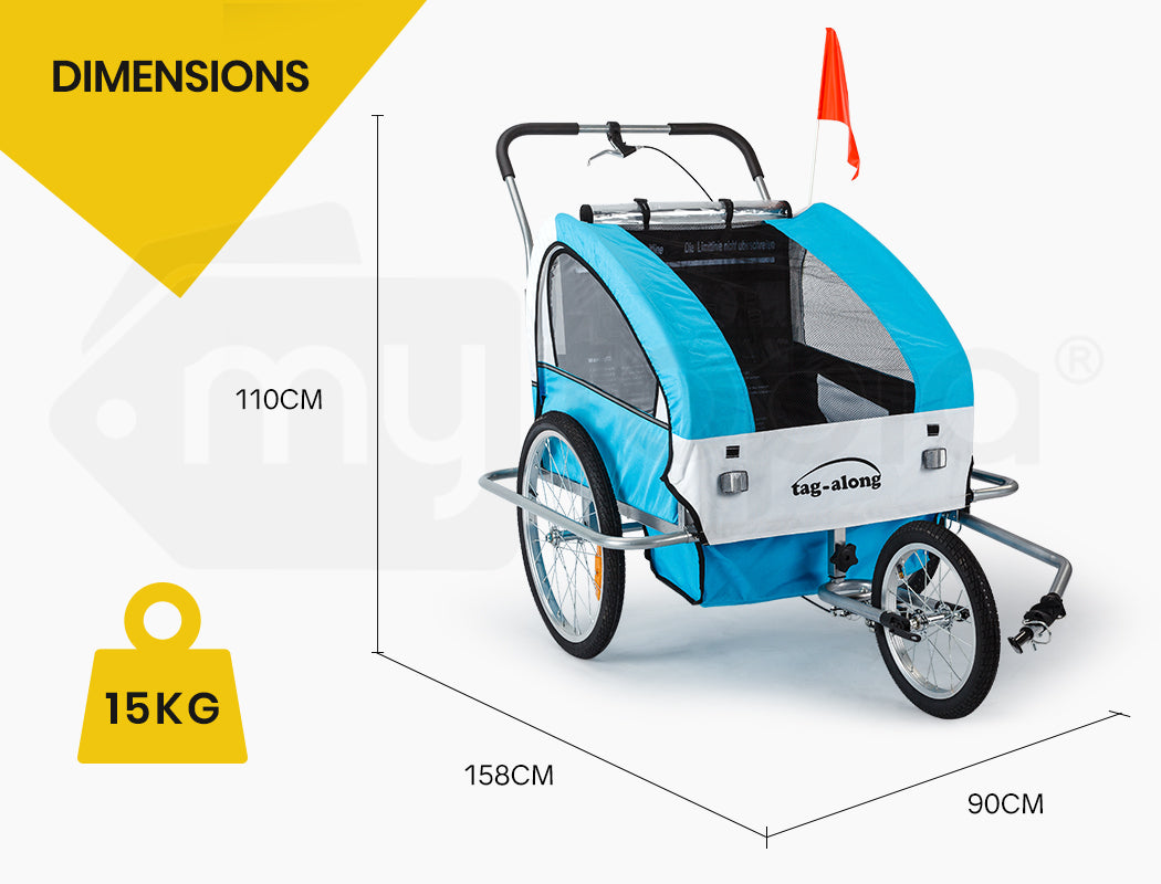 Convertible Bike Trailer & Jogger with Canopy and Storage, 40kg Capacity