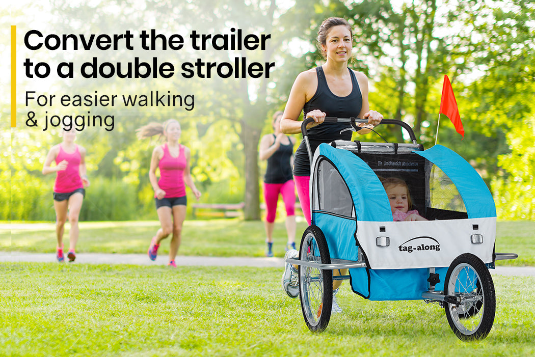 Convertible Bike Trailer & Jogger with Canopy and Storage, 40kg Capacity
