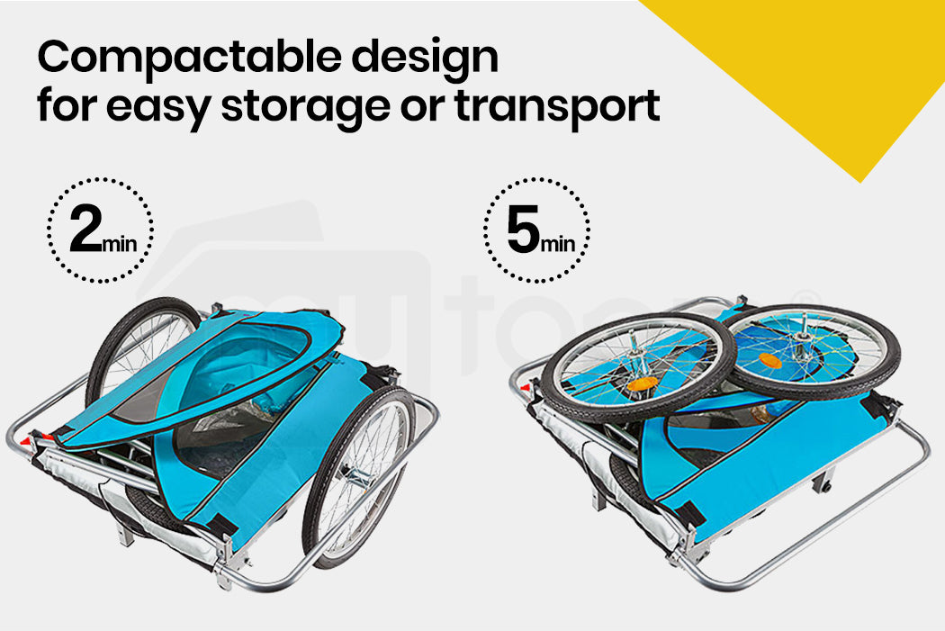 Convertible Bike Trailer & Jogger with Canopy and Storage, 40kg Capacity