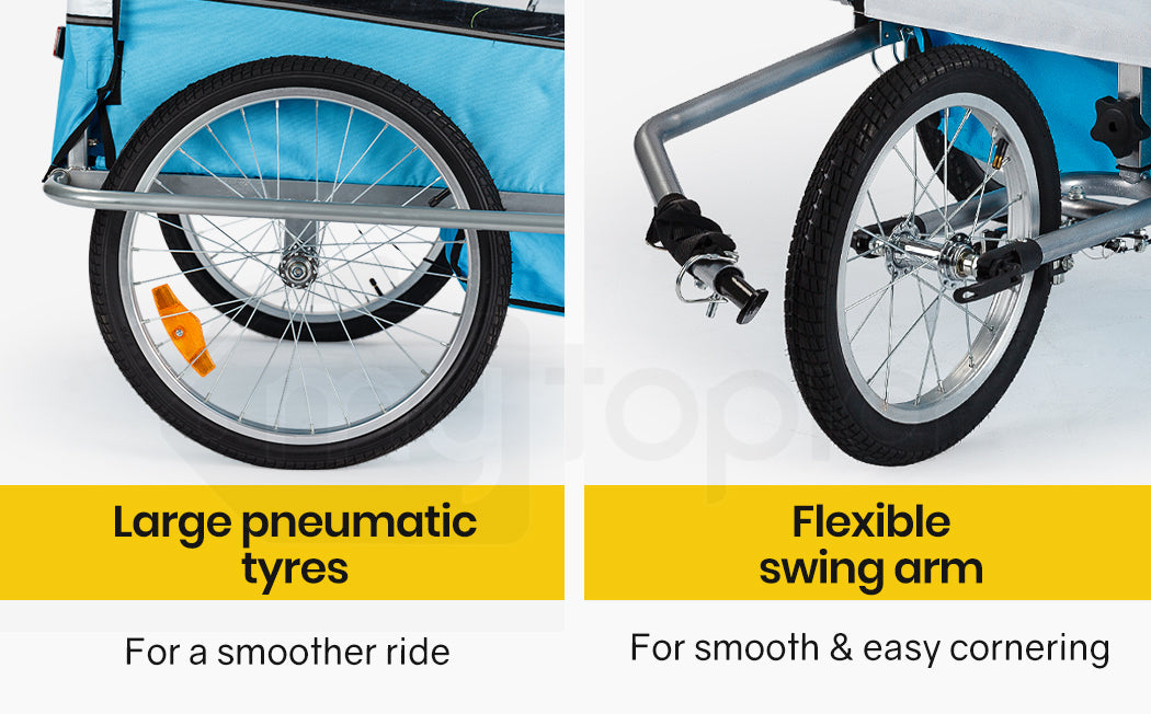 Convertible Bike Trailer & Jogger with Canopy and Storage, 40kg Capacity