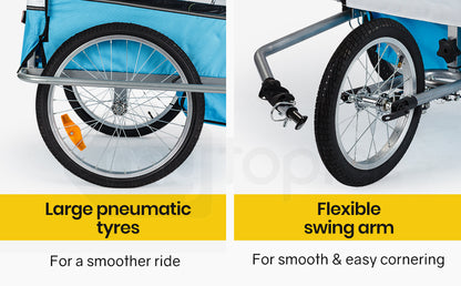 Convertible Bike Trailer & Jogger with Canopy and Storage, 40kg Capacity