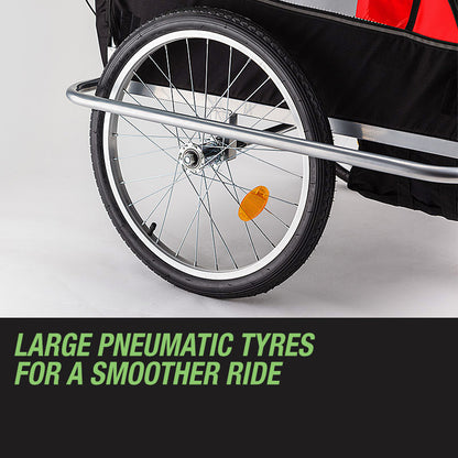 Convertible Kids Bike Trailer & Jogger with Canopy and Storage - Red