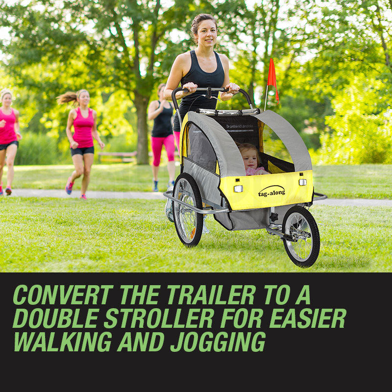 2-in-1 Kids Bike Trailer & Jogger with Canopy and 40kg Capacity - Yellow