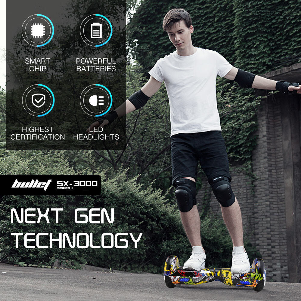 SX-3000 Series III Hoverboard, 15 km Range, 15 km/h Speed, LED Lights, 6.5m Wheels