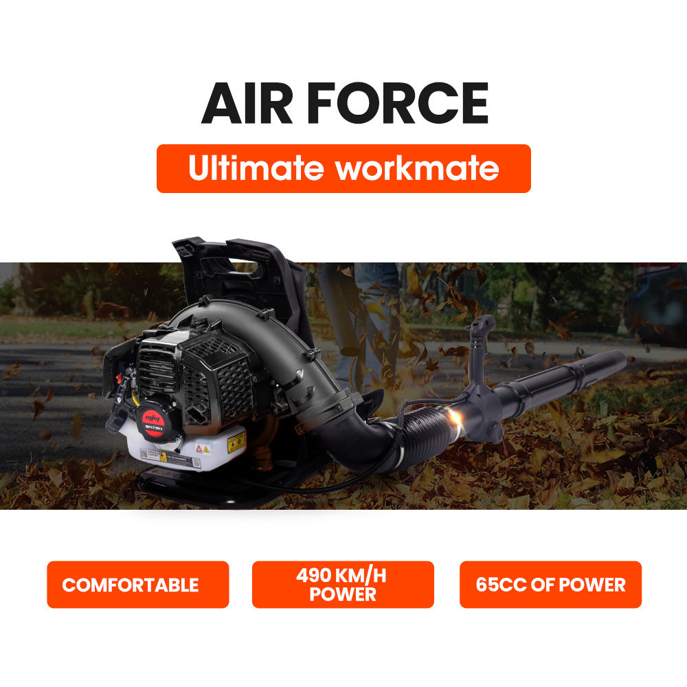 65cc Petrol Backpack Leaf Blower - Ergonomic Design, 0.8L Tank, 490km/h Velocity