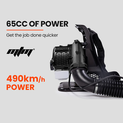 65cc Petrol Backpack Leaf Blower - Ergonomic Design, 0.8L Tank, 490km/h Velocity
