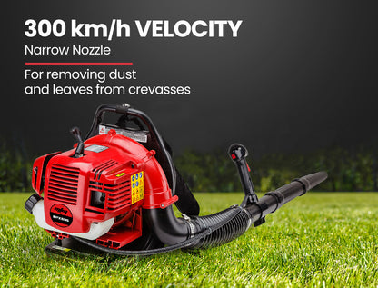 30cc Backpack Petrol Leaf Blower, 2-Stroke Engine, 300km/h Air Speed
