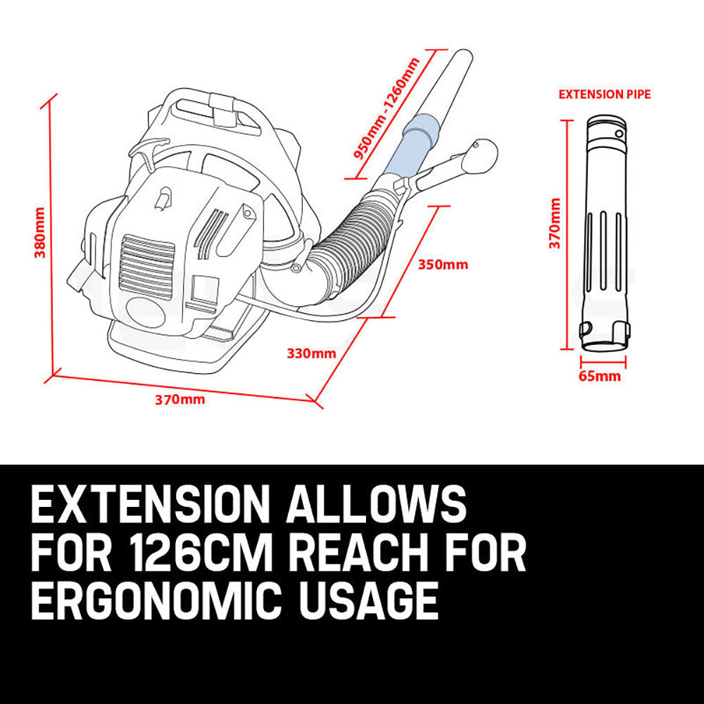 30cc Backpack Petrol Leaf Blower, 2-Stroke Engine, 300km/h Air Speed