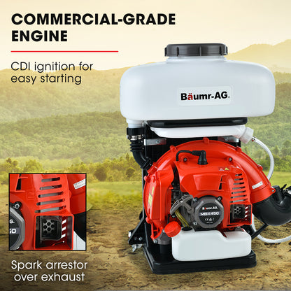 2-Stroke Backpack Sprayer and Blower with 11m Reach and 14L Tank Capacity