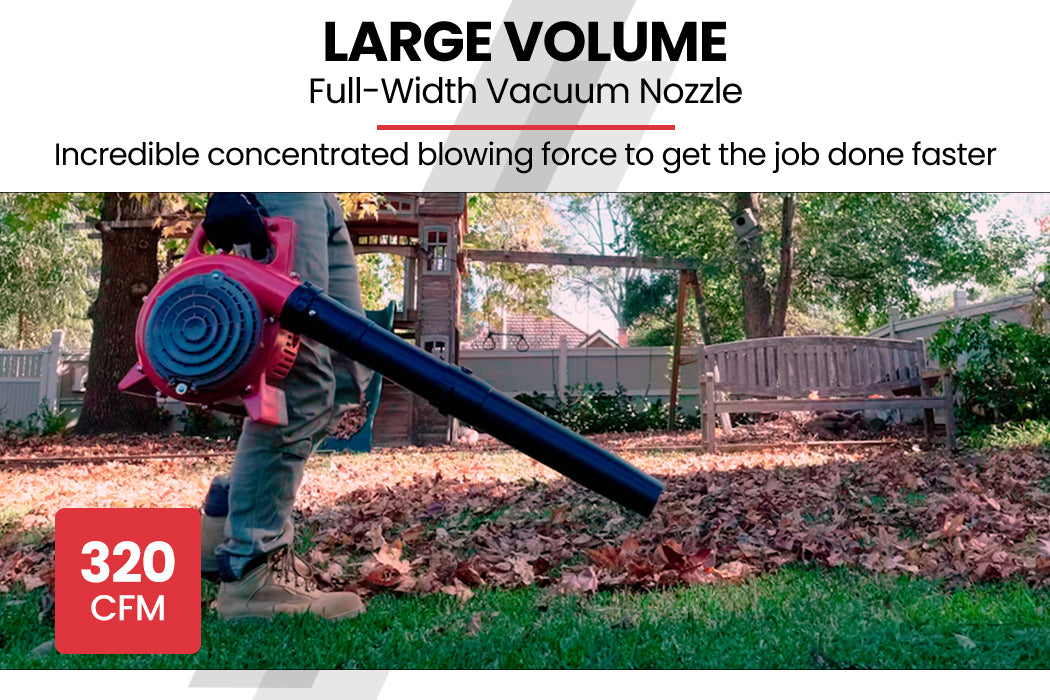 Petrol Leaf Blower Vacuum 4-Stroke, 25cc Engine, 0.63m³/s Airflow, Lightweight