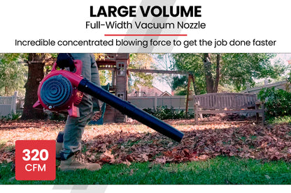 Petrol Leaf Blower Vacuum 4-Stroke, 25cc Engine, 0.63m³/s Airflow, Lightweight