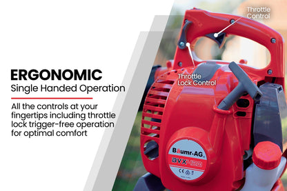 Petrol Leaf Blower Vacuum 4-Stroke, 25cc Engine, 0.63m³/s Airflow, Lightweight