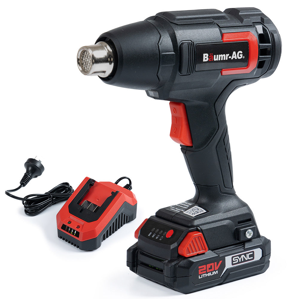 Cordless 20V Heat Gun with LED Light, Battery & Fast Charger Kit, 550°C