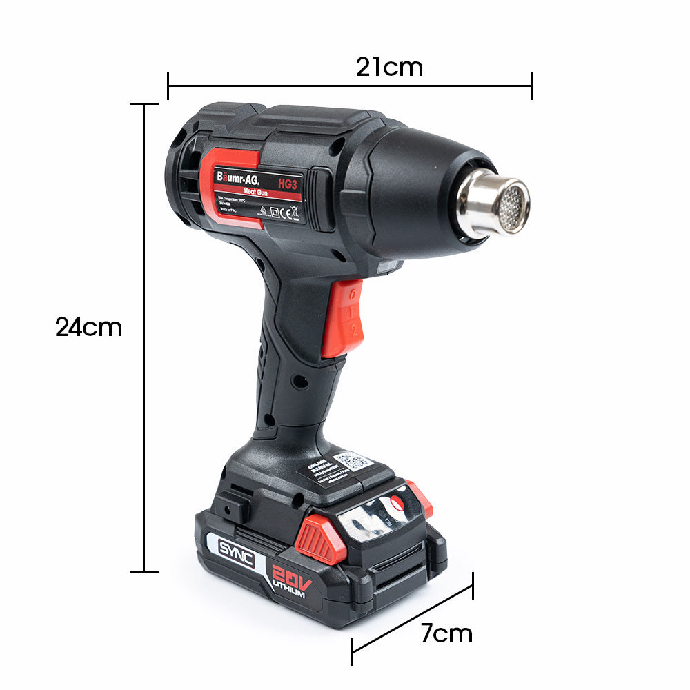 Cordless 20V Heat Gun with LED Light, Battery & Fast Charger Kit, 550°C