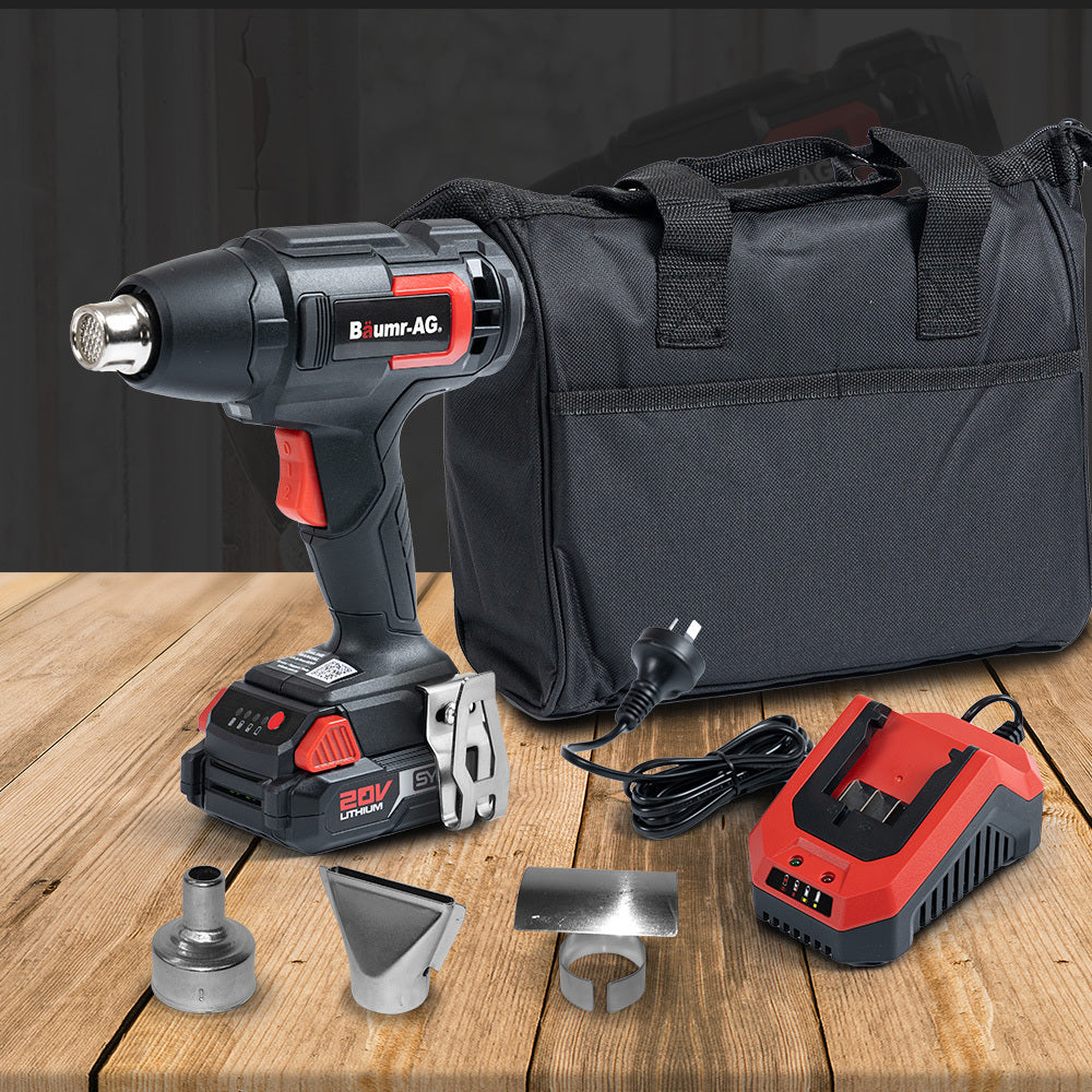 Cordless 20V Heat Gun with LED Light, Battery & Fast Charger Kit, 550°C