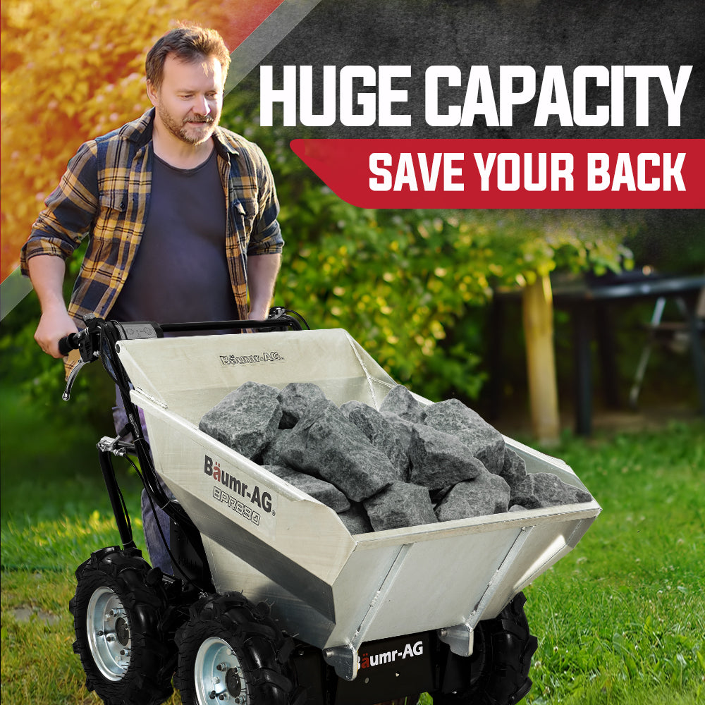 Petrol-Powered Mini Dumper with 300kg Capacity and Galvanised Bucket, 0.73m Wide
