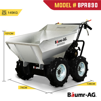 Petrol-Powered Mini Dumper with 300kg Capacity and Galvanised Bucket, 0.73m Wide