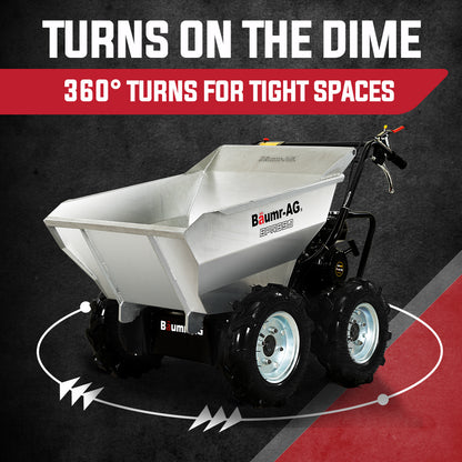 Petrol-Powered Mini Dumper with 300kg Capacity and Galvanised Bucket, 0.73m Wide