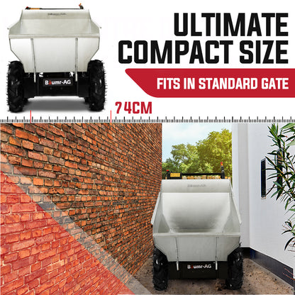 Petrol-Powered Mini Dumper with 300kg Capacity and Galvanised Bucket, 0.73m Wide