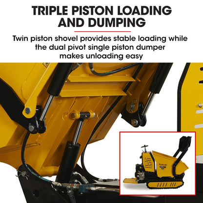 Motorised Ride On Tracked Wheelbarrow Dumper, 10HP Briggs & Stratton Petrol Engine 500kg Capacity (BPR1000)