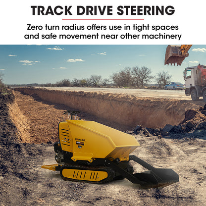 Motorised Ride On Tracked Wheelbarrow Dumper, 10HP Briggs & Stratton Petrol Engine 500kg Capacity (BPR1000)