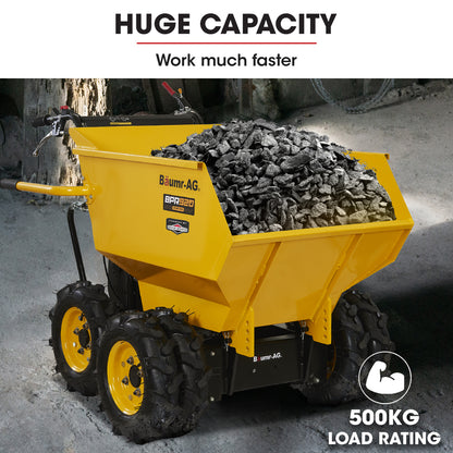 6-Wheel Motorised Wheelbarrow with 208cc Engine, 0.5 Ton Capacity
