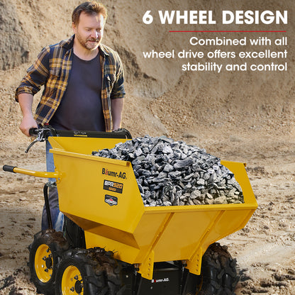 6-Wheel Motorised Wheelbarrow with 208cc Engine, 0.5 Ton Capacity