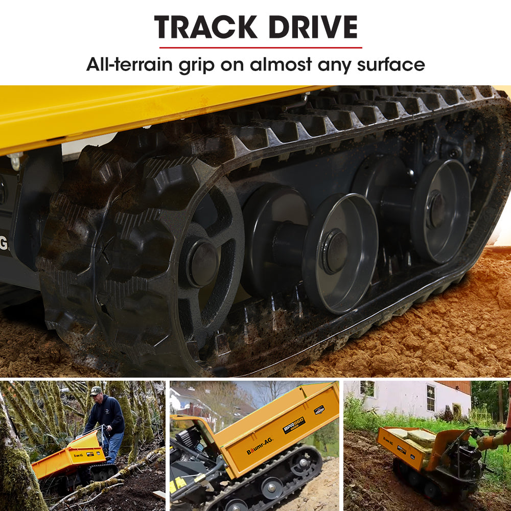 Motorised Tracked Wheelbarrow with 300kg Capacity and 208cc Engine